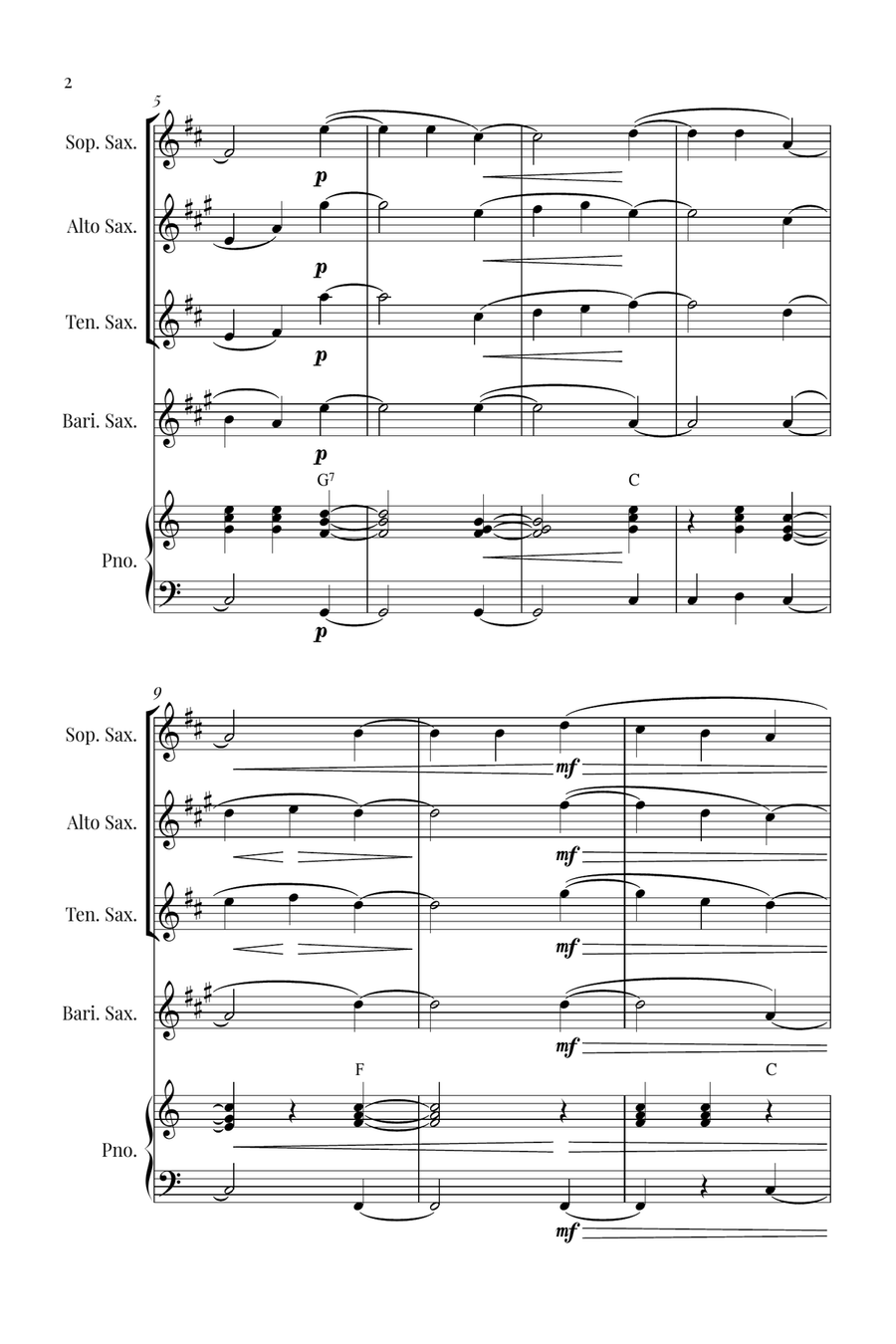 Silent Night Saxophone Quartet scores gallery preview page 2