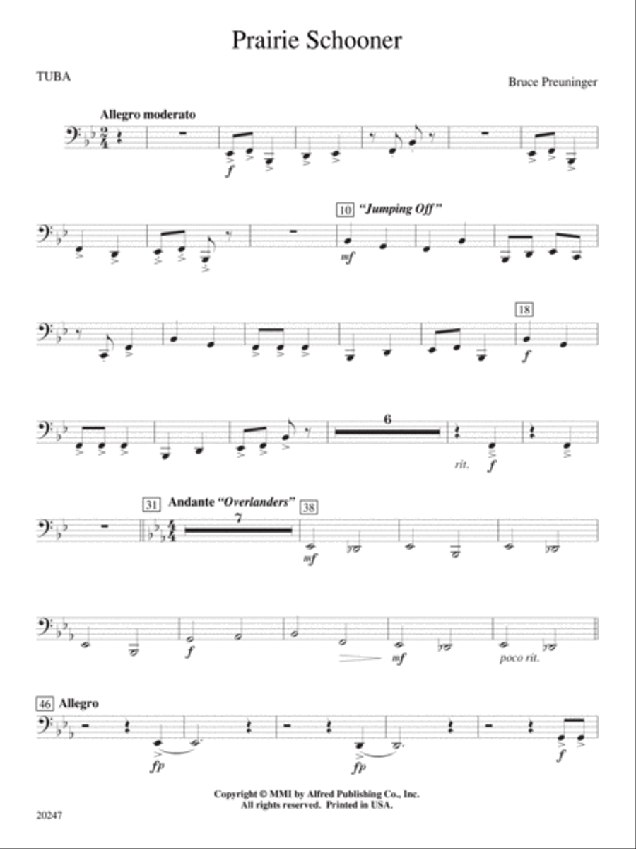 Prairie Schooner: Tuba Concert Band scores gallery preview page 1