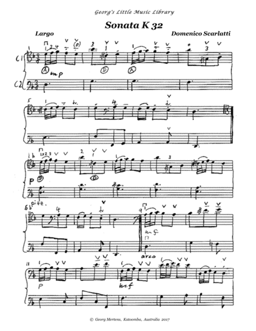 Scarlatti Sonata K32 Aria (Largo) for 2 cellos (Shakuhachi & cello)