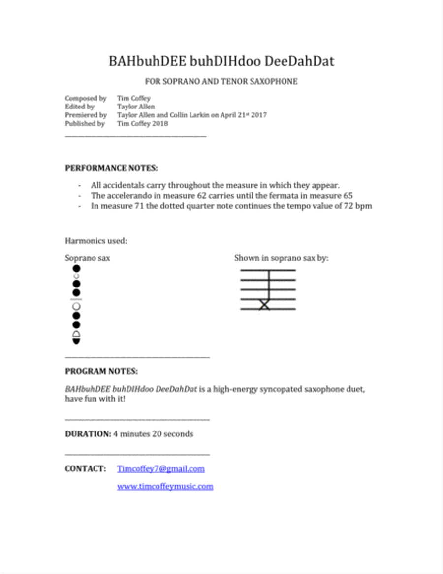 BahbuhDee buhDihdoo DeeDahDat Woodwind Duet scores gallery preview page 2