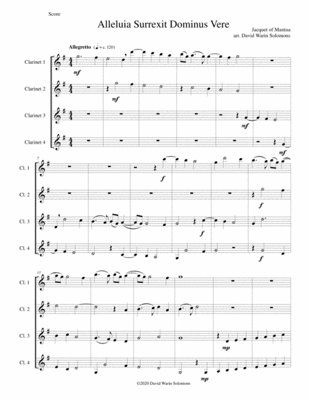 Alleluia surrexit Dominus (Easter anthem) for 4 clarinets image number null