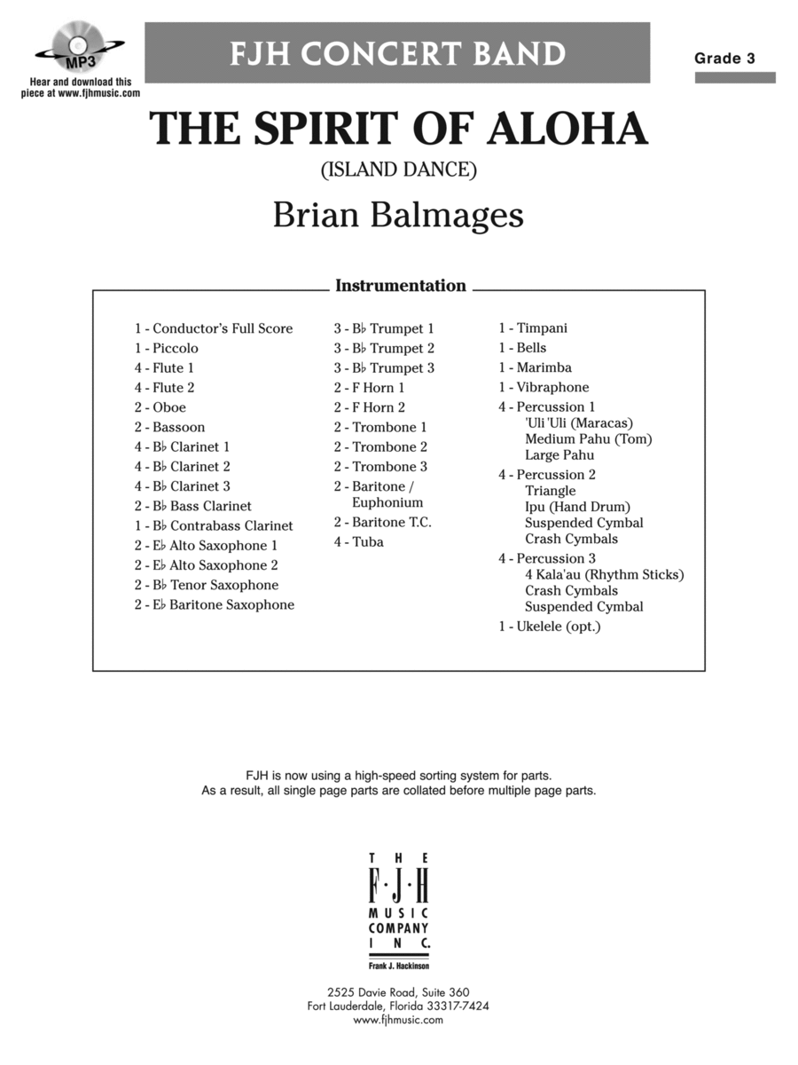 The Spirit of Aloha (Island Dance): Score Concert Band scores gallery preview page 1