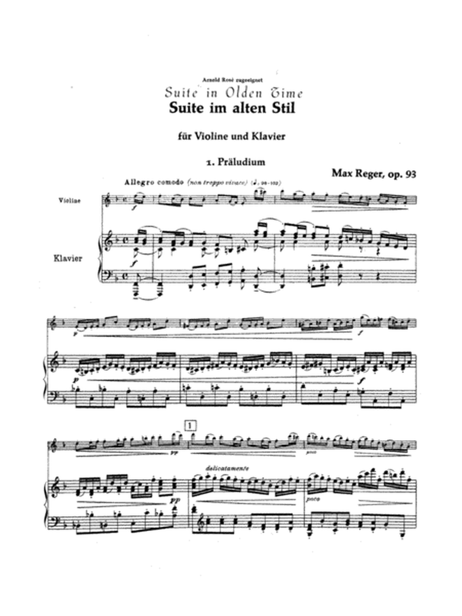 Reger: Suite in Olden Time, Op. 93