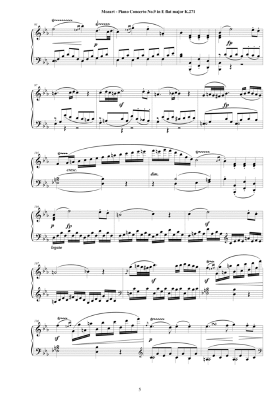 Mozart - Piano Concerto No.9 in E flat major - Jeunehomme - K 271 - Piano Version Piano Solo scores gallery preview page 5