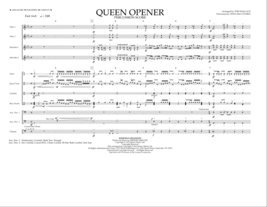 Queen Opener - Percussion Score Marching Band scores gallery preview page 1