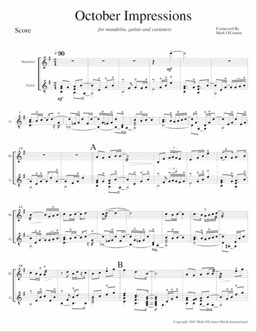 October Impressions (score – mandolin, guitar, percussion) Small Ensemble scores gallery preview page 3