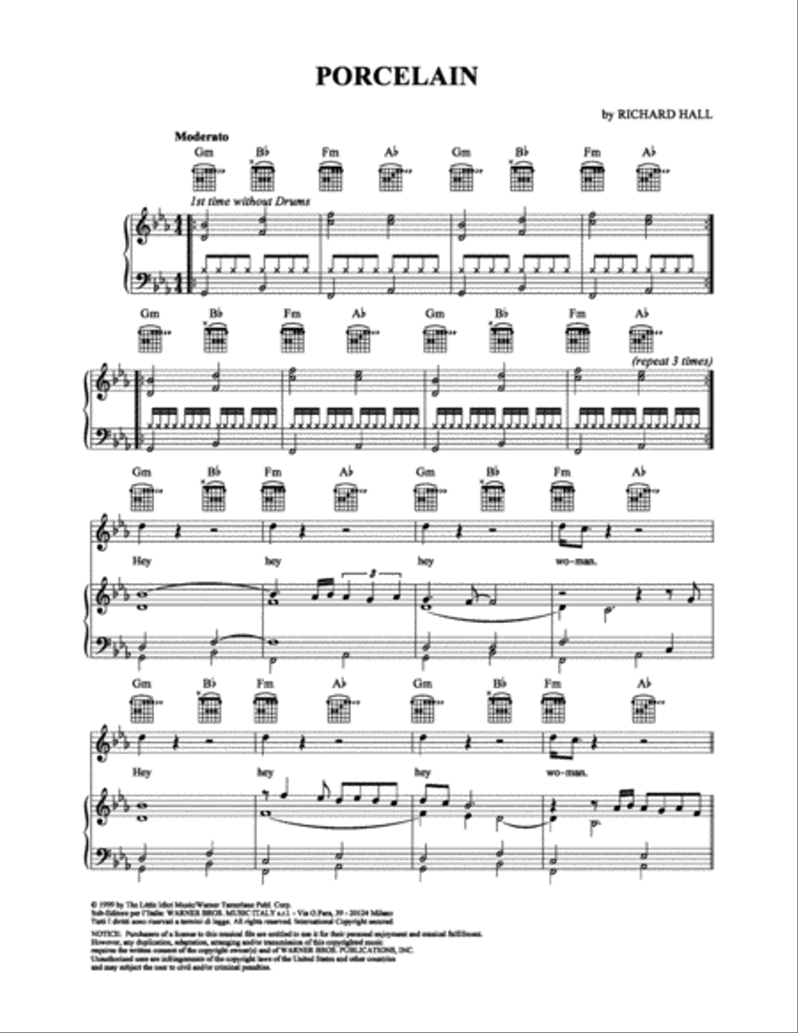 Porcelain Piano, Vocal, Guitar scores gallery preview page 1