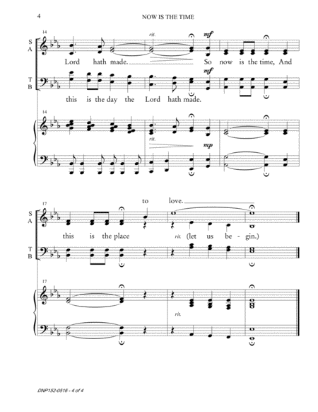 Now Is the Time-SATB choral work, accompanied image number null