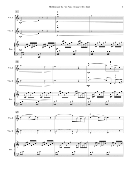 Meditation on the First Piano Prelude by J.S. Bach, for Two Violins and Piano by Johann Sebastian Bach Violin - Digital Sheet Music