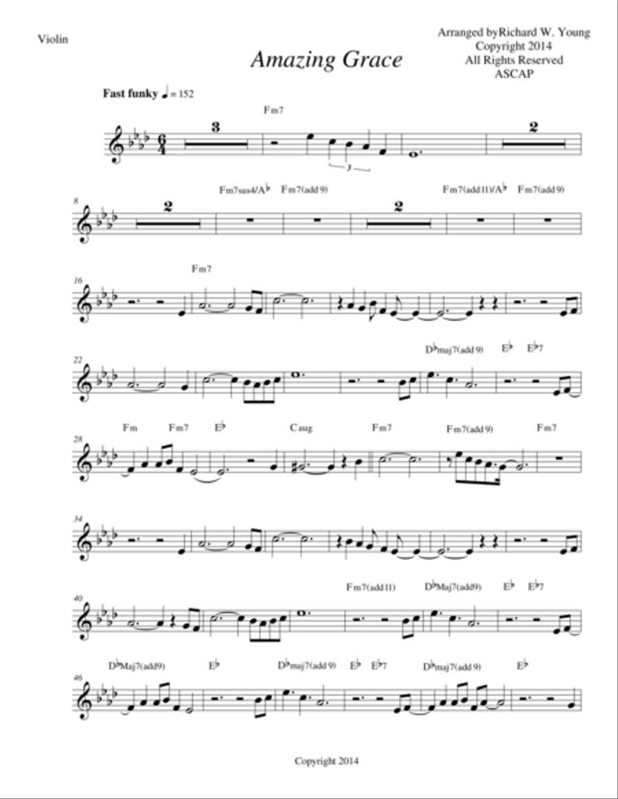 Amazing Grace- Smooth Jazz Violin Violin Solo scores gallery preview page 1