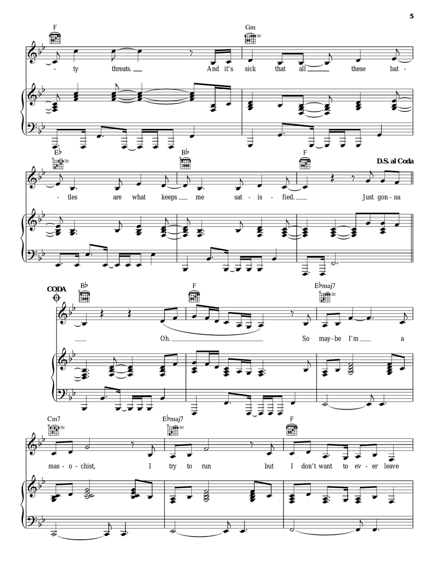 Love The Way You Lie, Pt. 2 Piano, Vocal, Guitar scores gallery preview page 5