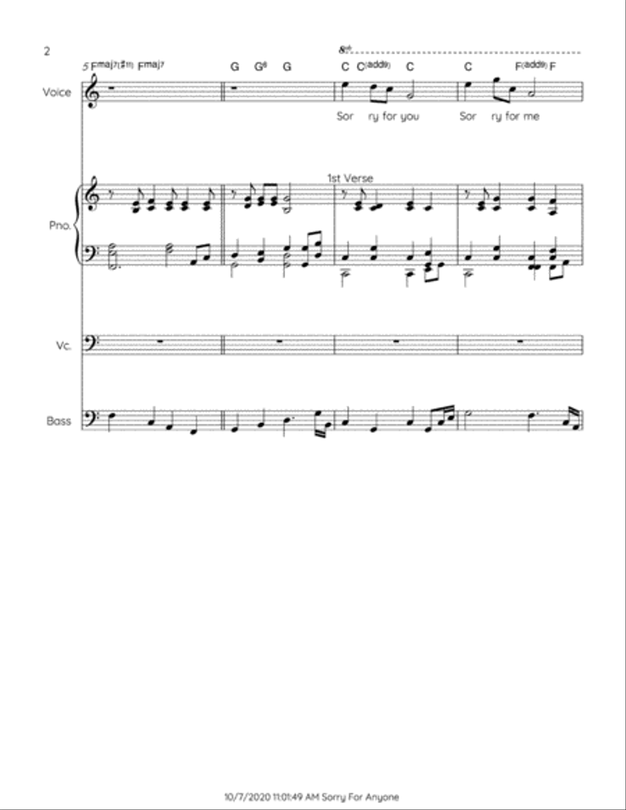 Sorry For Anyone Piano, Vocal, Guitar scores gallery preview page 2