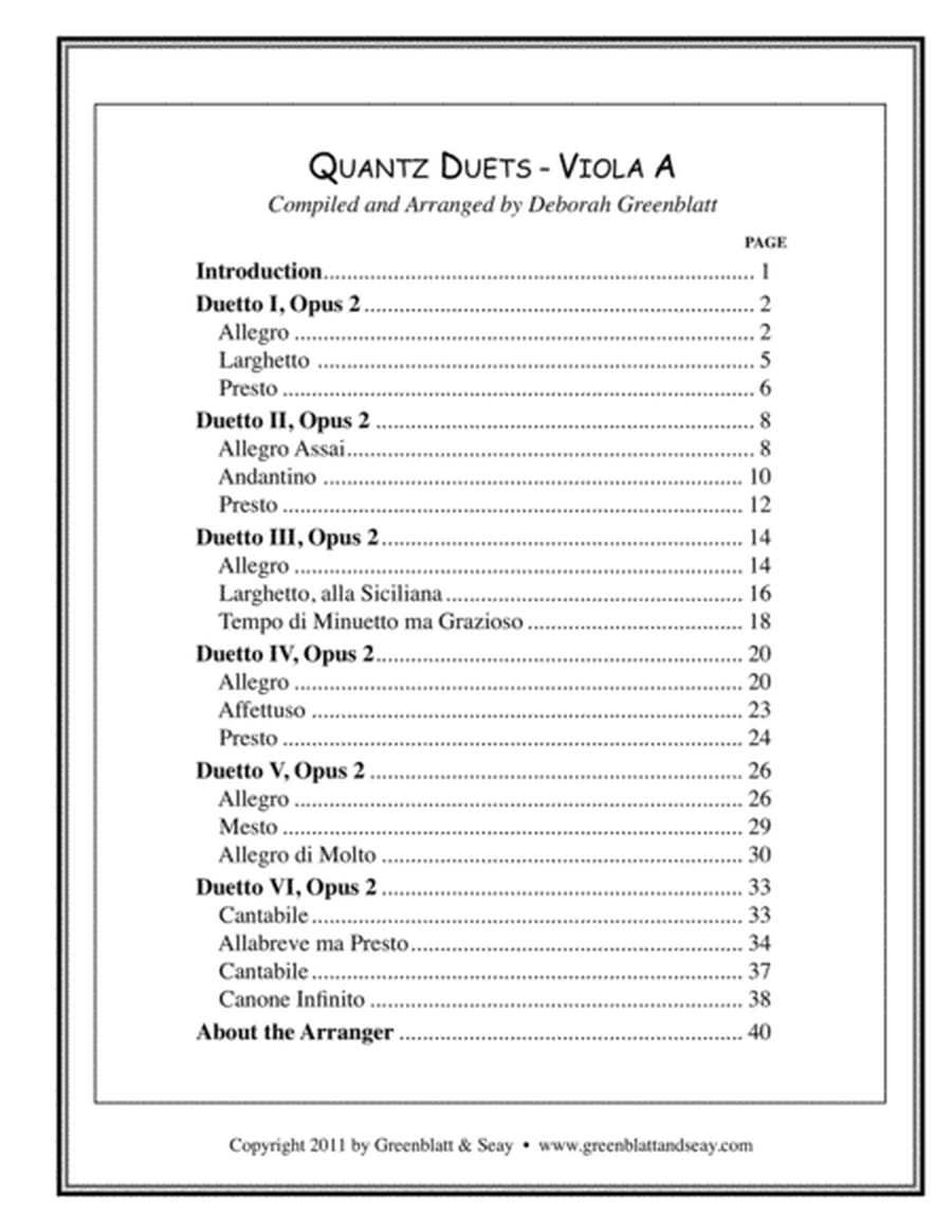 Quantz Duets - Viola A + Viola B