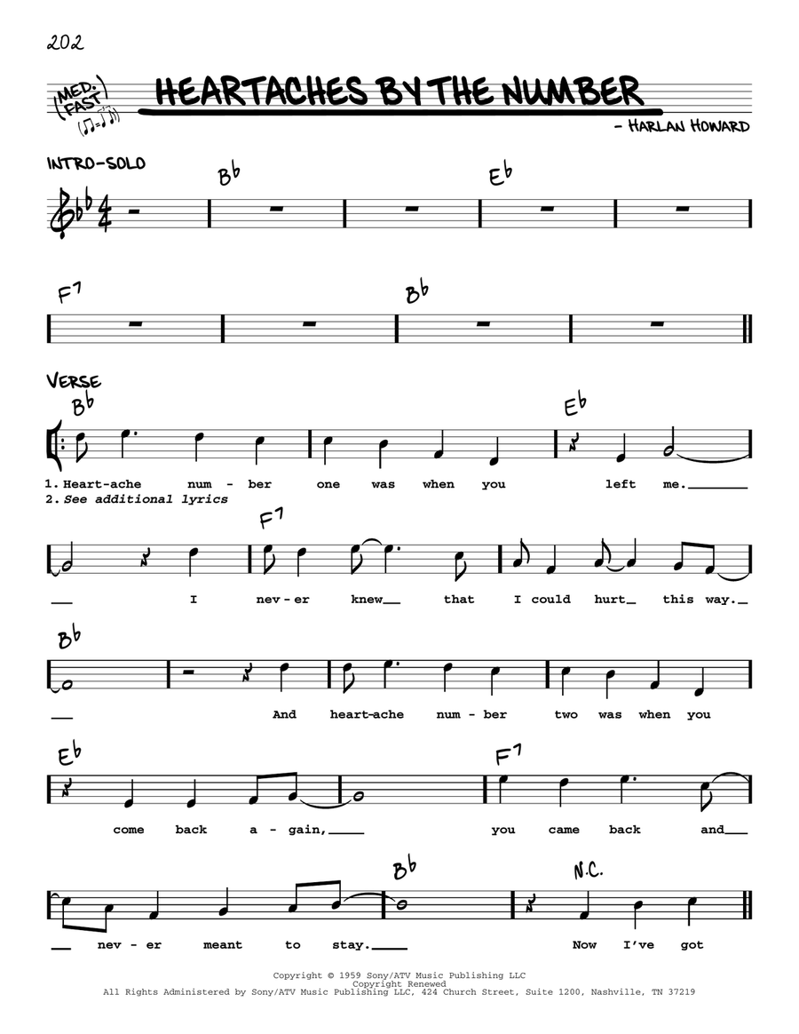 Heartaches By The Number Voice scores gallery preview page 1