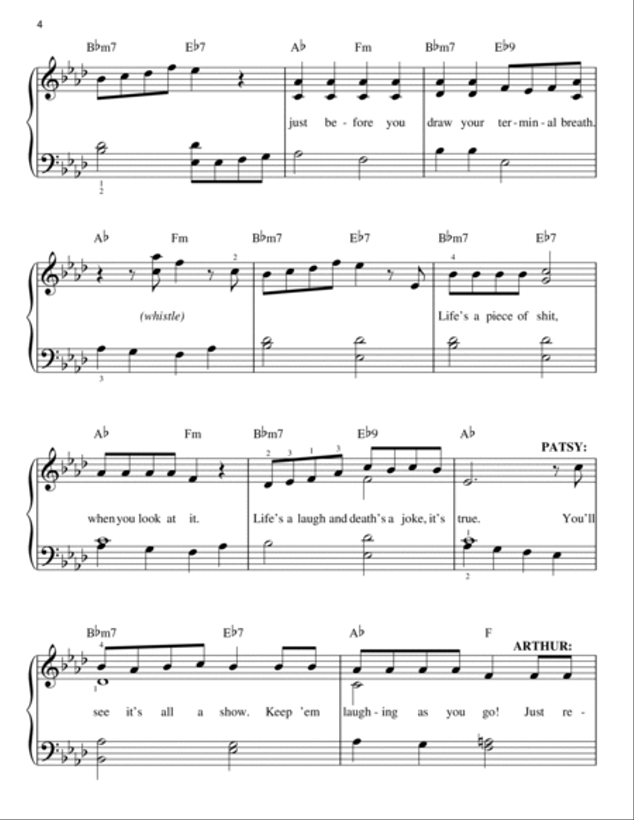 Always Look On The Bright Side Of Life (from Monty Python's Spamalot) Easy Piano scores gallery preview page 4