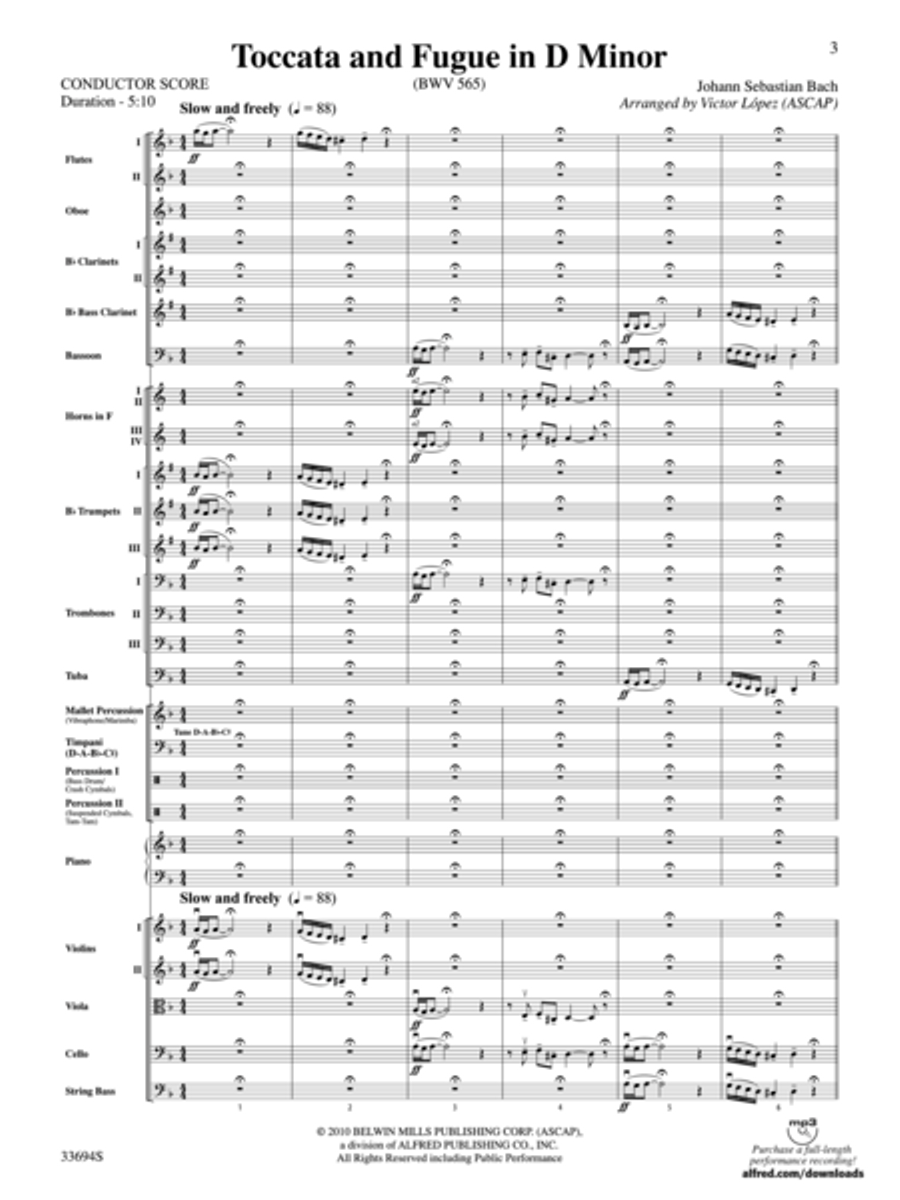 Toccata and Fugue in D Minor Full Orchestra scores gallery preview page 2