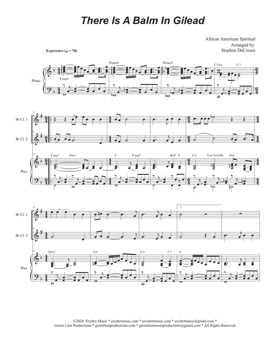 There Is A Balm In Gilead (Duet for Bb-Clarinet)