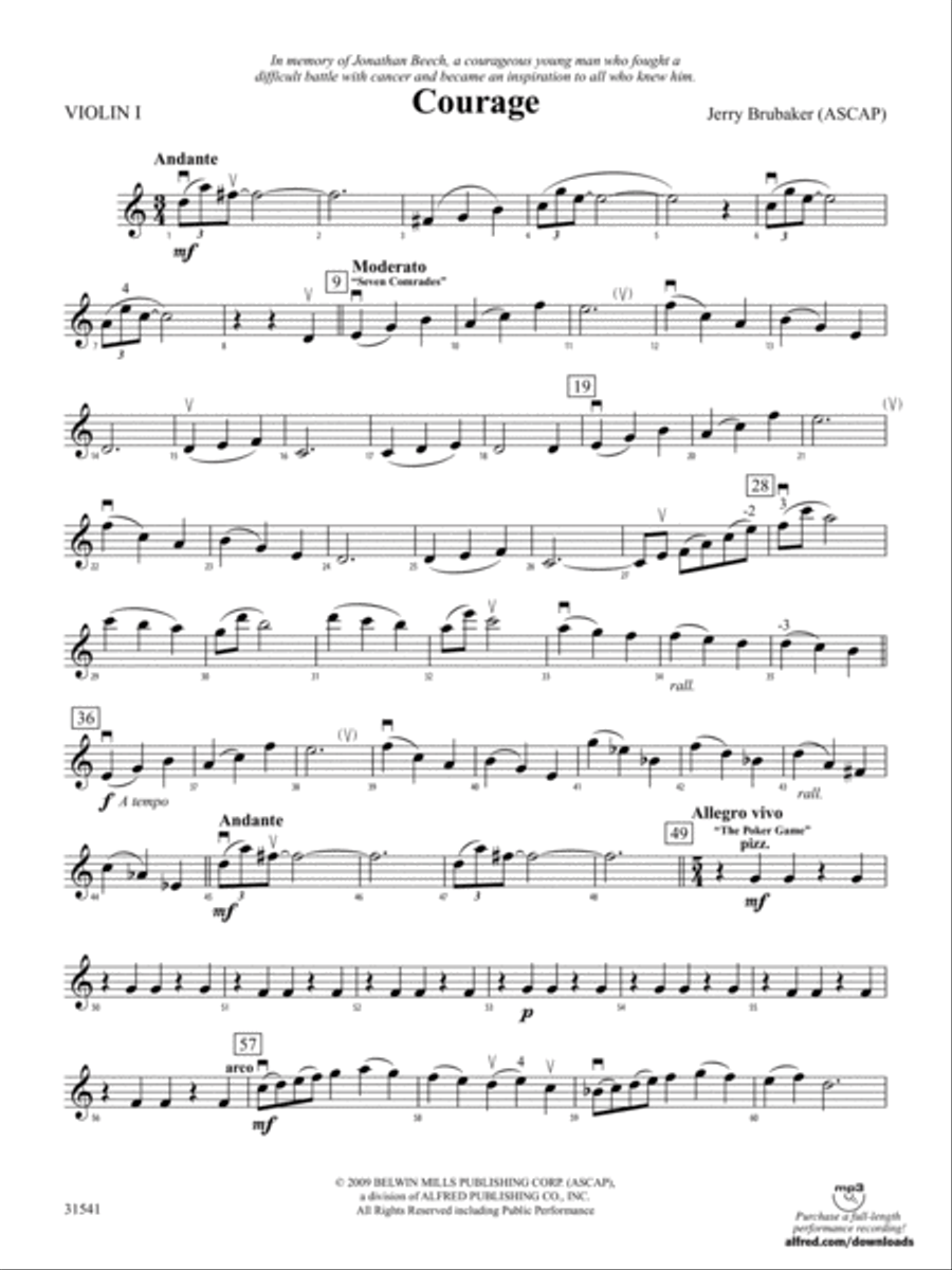 Courage: 1st Violin Full Orchestra scores gallery preview page 1