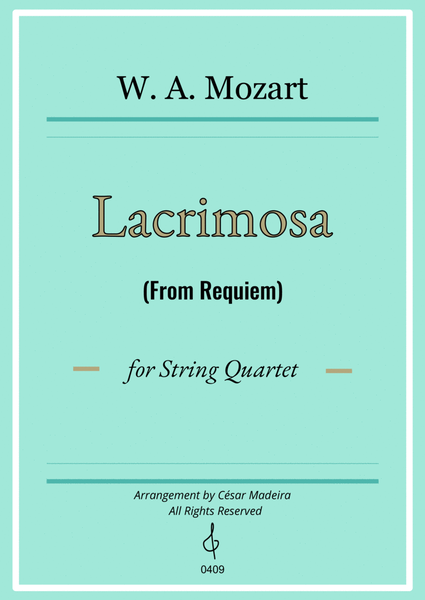Lacrimosa from Requiem by Mozart - String Quartet (Full Score) - Score Only image number null