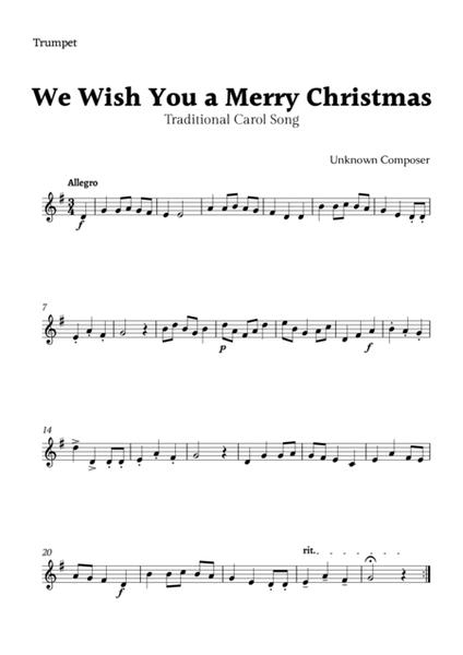 We Wish you a Merry Christmas for Trumpet and Tuba Duet with Chords image number null