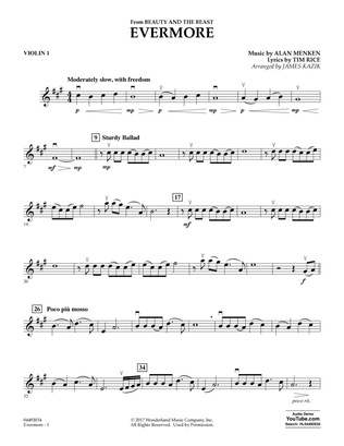 Book cover for Evermore (from Beauty And The Beast) (arr. James Kazik) - Violin 1