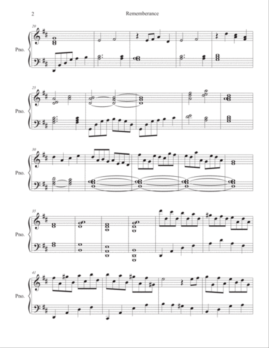 Remembrance Remembrance Piano Solo scores gallery preview page 2