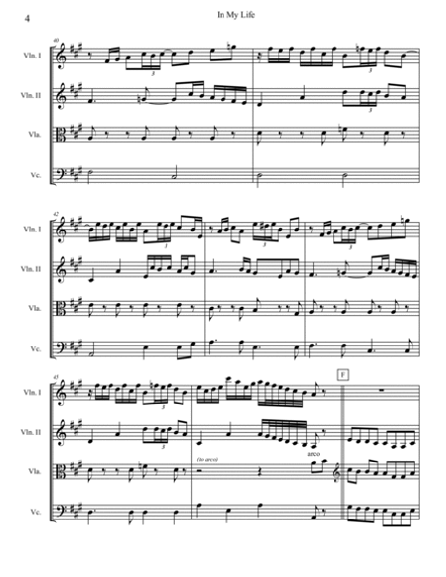In My Life String Quartet scores gallery preview page 4