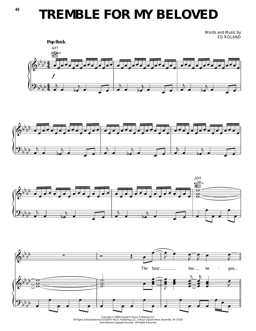 Tremble For My Beloved Piano, Vocal, Guitar scores gallery preview page 1