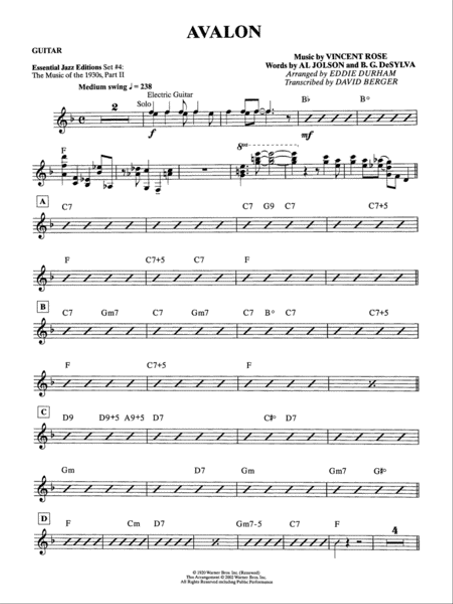 Avalon: Guitar Jazz Ensemble scores gallery preview page 1