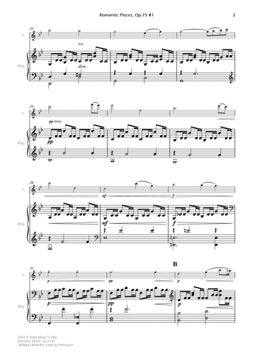 Romantic Pieces, Op.75 (1st mov.) - Flute and Piano (Full Score and Parts) image number null