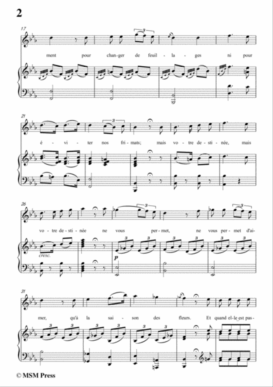 Mozart-Oiseaux,si tous les ans,in E flat Major,for Voice and Piano Voice Solo scores gallery preview page 4