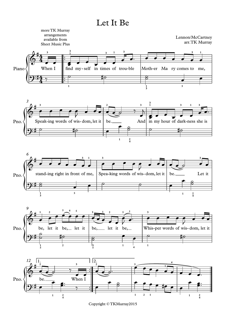 Let It Be Easy Piano scores gallery preview page 1