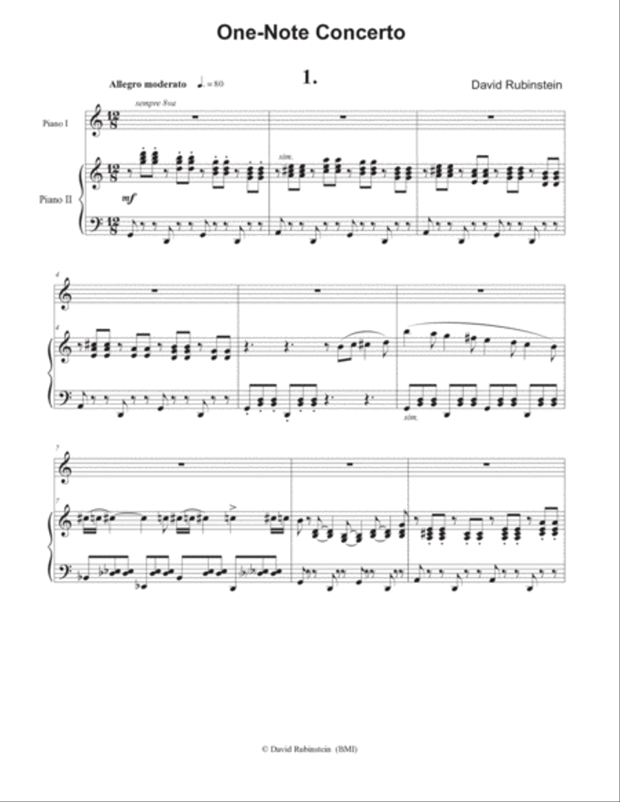 One-Note Concerto (piano duet, three hands) Piano scores gallery preview page 2