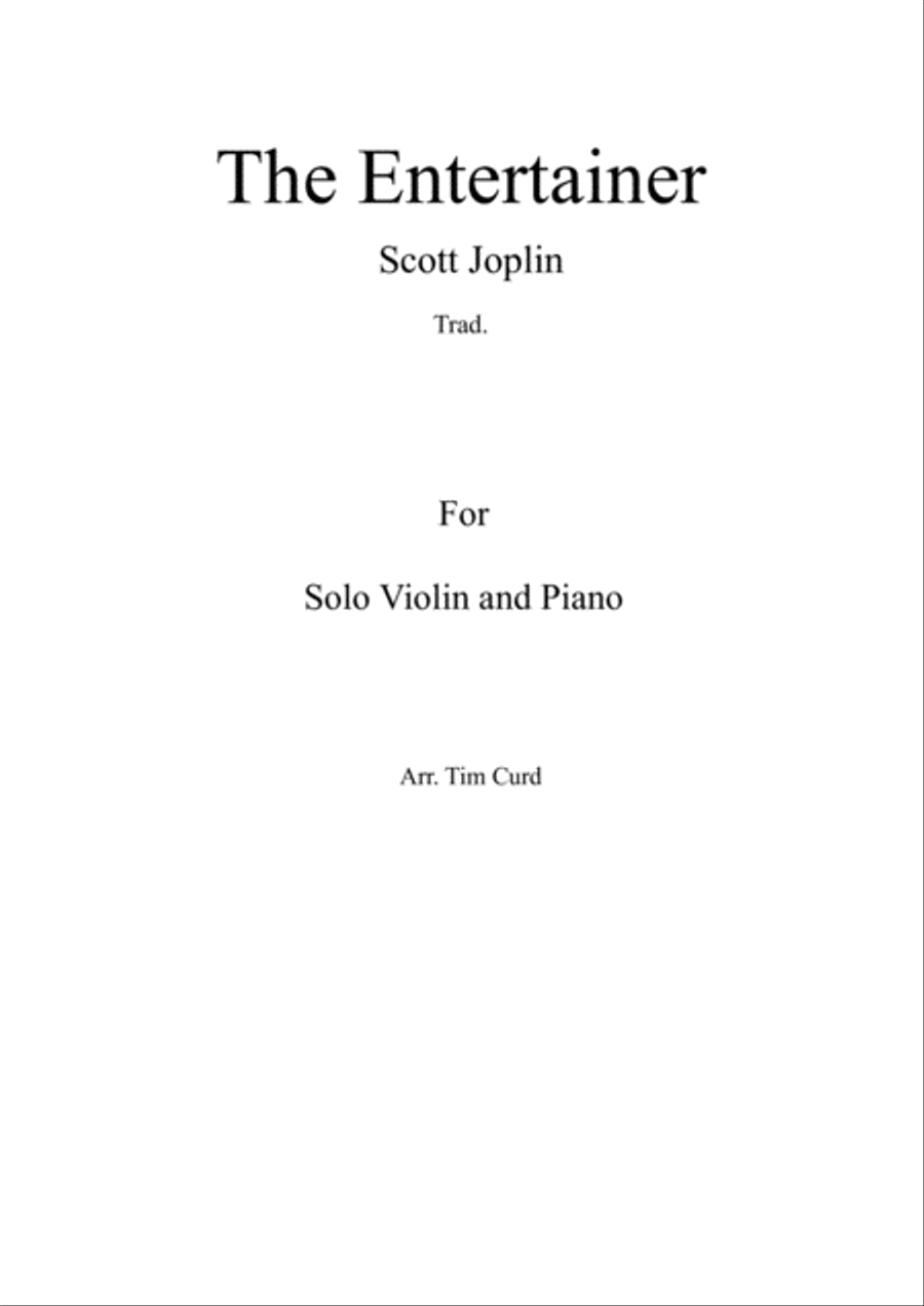 The Entertainer. For Solo Violin and Piano Violin Solo scores gallery preview page 1