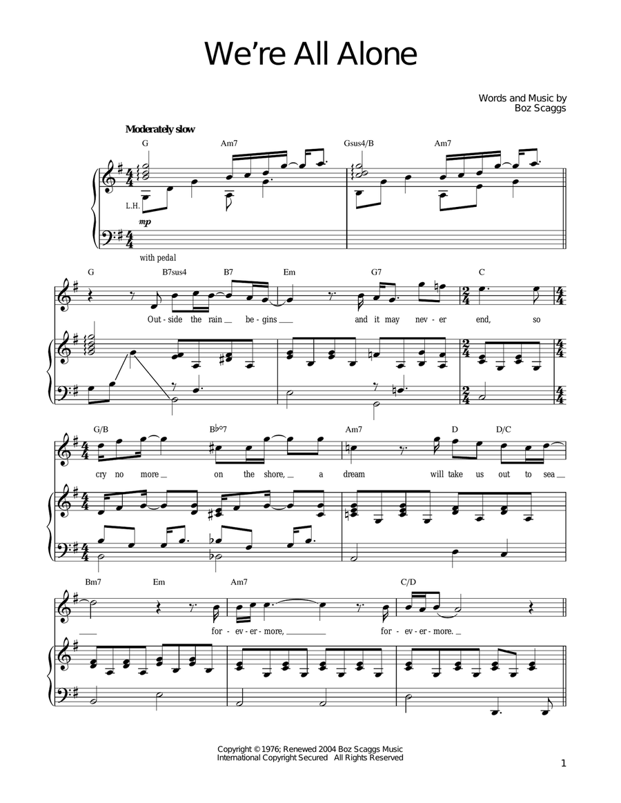 We're All Alone Piano, Vocal, Guitar scores gallery preview page 1