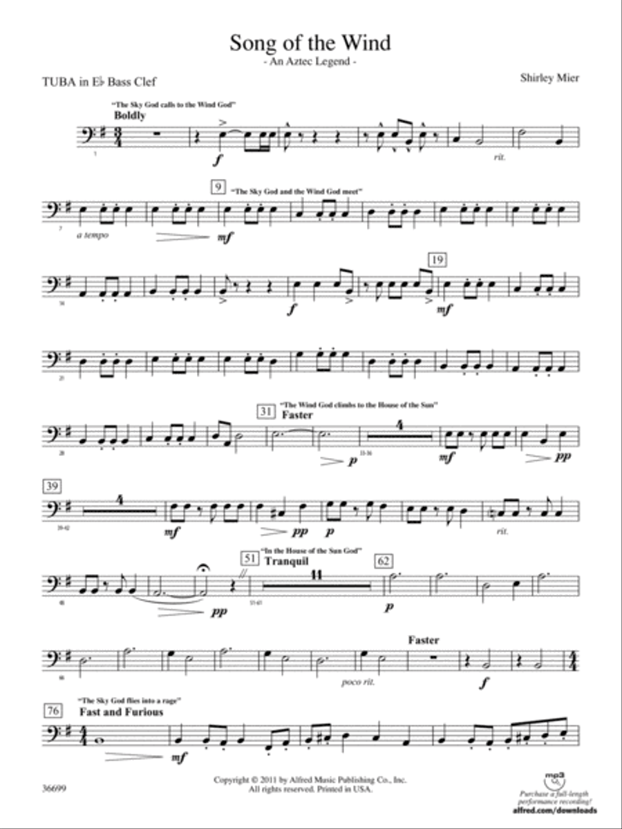 Song of the Wind: (World Part) E-flat Tuba B.C. Concert Band scores gallery preview page 1