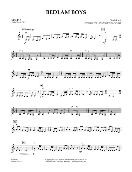 Bedlam Boys - Violin 3 (Viola Treble Clef)