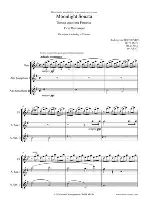 Moonlight Sonata - 1st movement - Flute and 2 Alto Saxophones