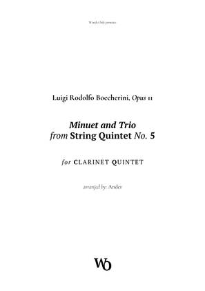 Book cover for Minuet by Boccherini for Clarinet Quintet