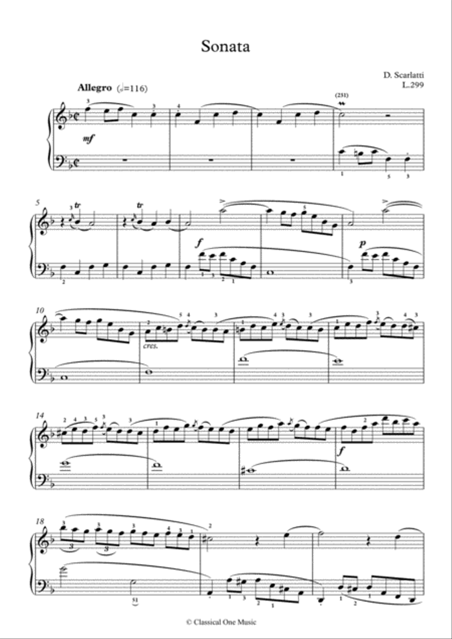 Scarlatti-Sonata in F-Major L.299 K.316(piano) Piano Solo scores gallery preview page 2