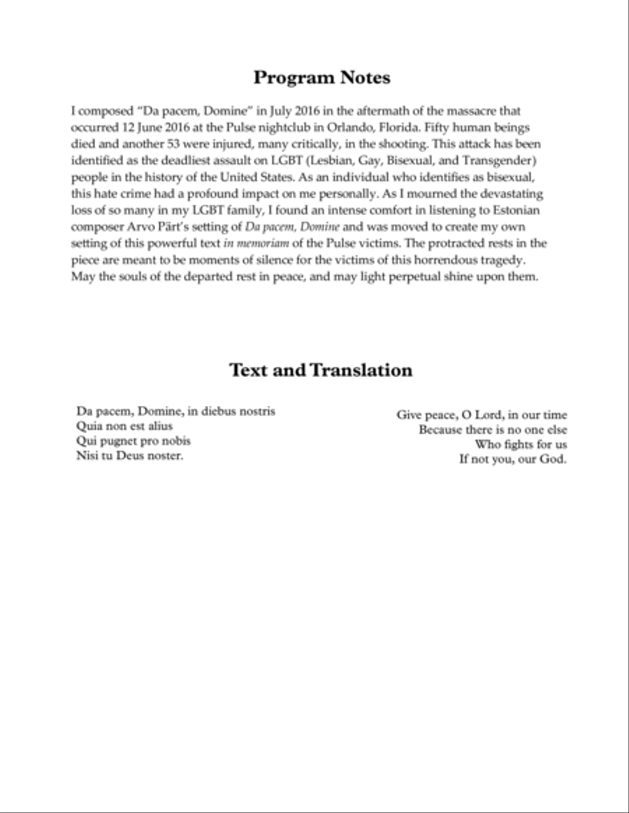 Da pacem, Domine 4-Part scores gallery preview page 2