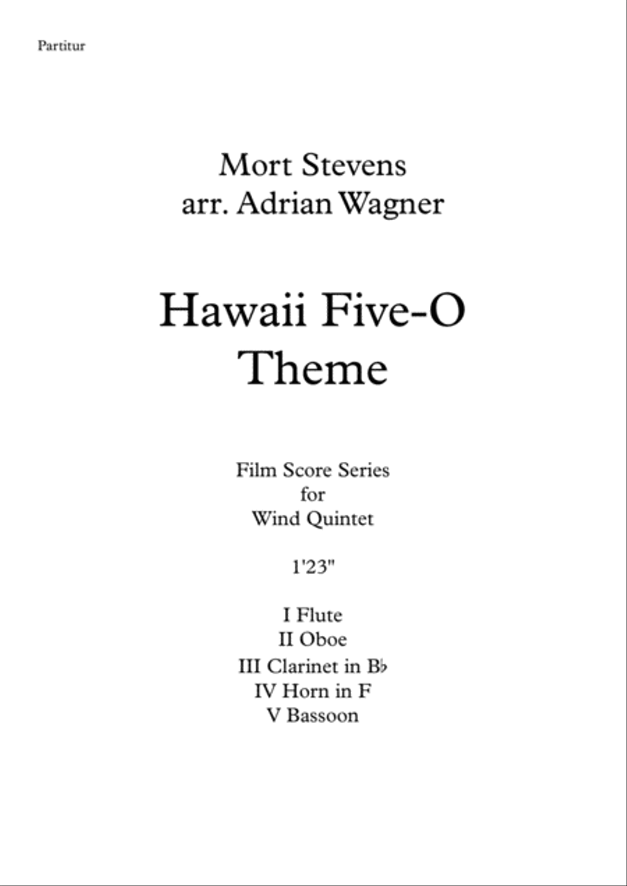 Hawaii Five-O Theme Woodwind Quintet scores gallery preview page 2
