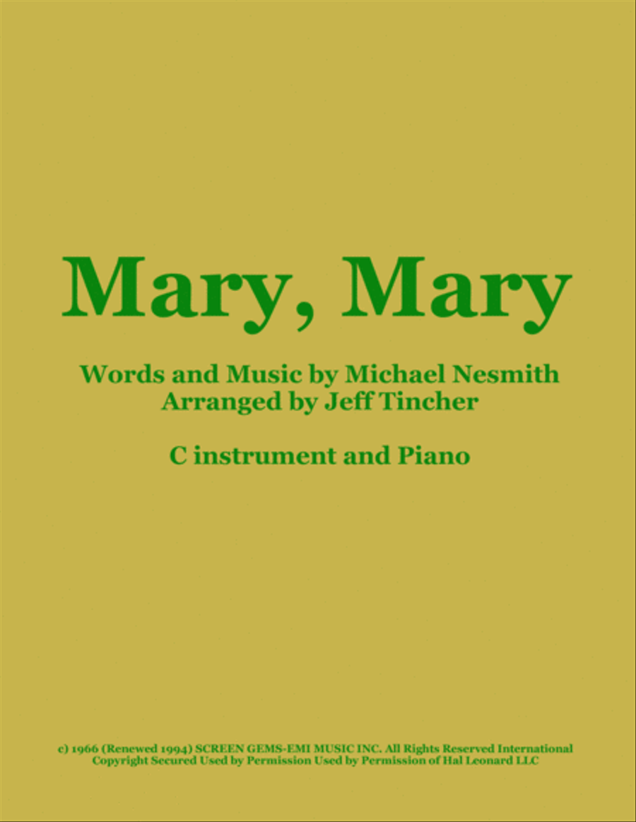 Mary, Mary Piano scores gallery preview page 1