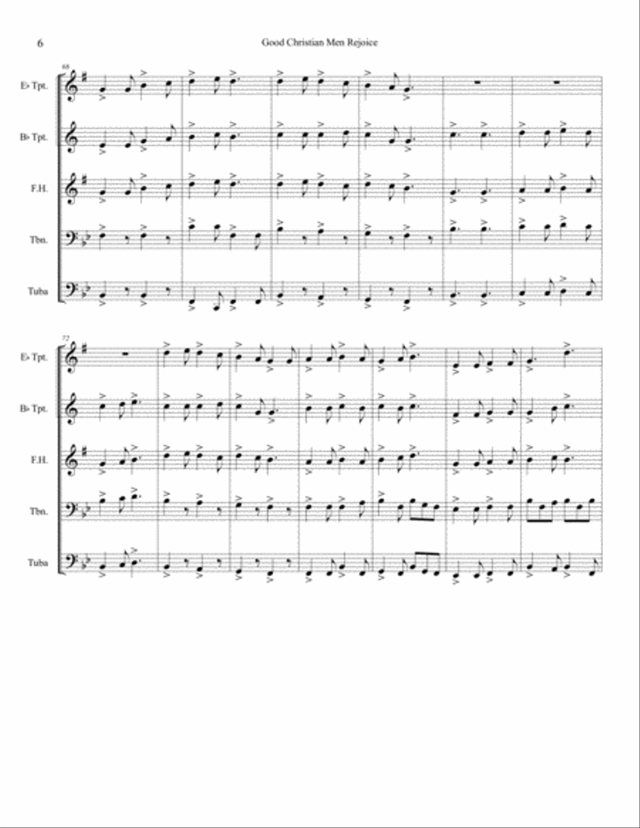 Good Christian Men Rejoice Brass Ensemble scores gallery preview page 6