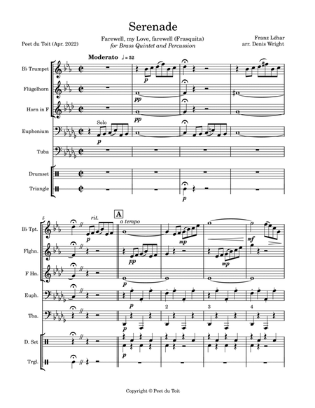 Serenade (Frasquita) - Franz Lehár arr. Denis Wright (Brass Quintet & Percussion) image number null