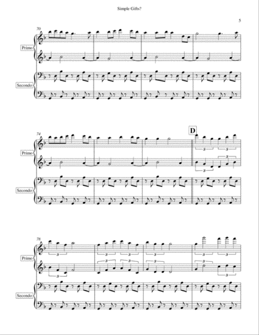 Simple Gifts? Simple Gifts? Piano scores gallery preview page 5