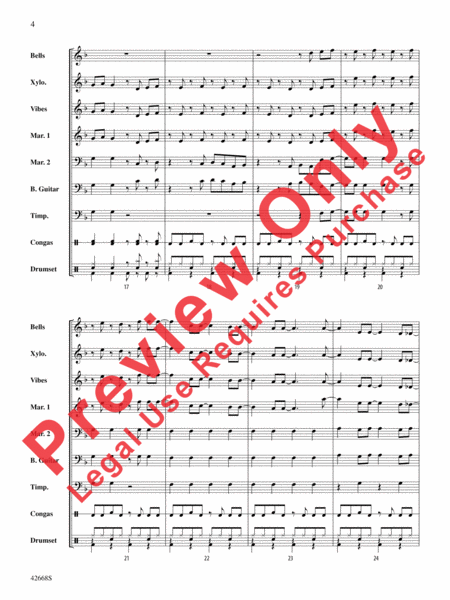 Locked Out of Heaven by Bruno Mars Percussion Ensemble - Sheet Music