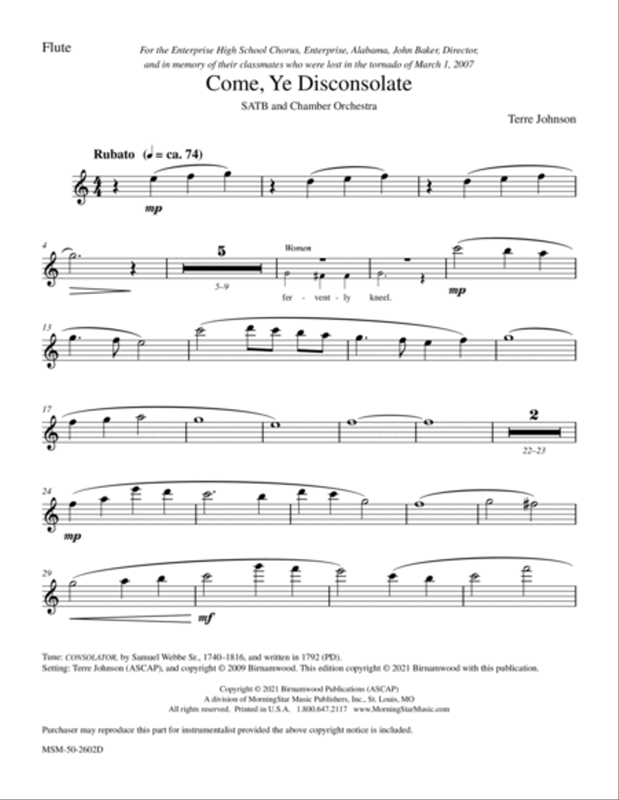 Come, Ye Disconsolate (Downloadable Chamber Orchestra Parts) Chamber Orchestra scores gallery preview page 2
