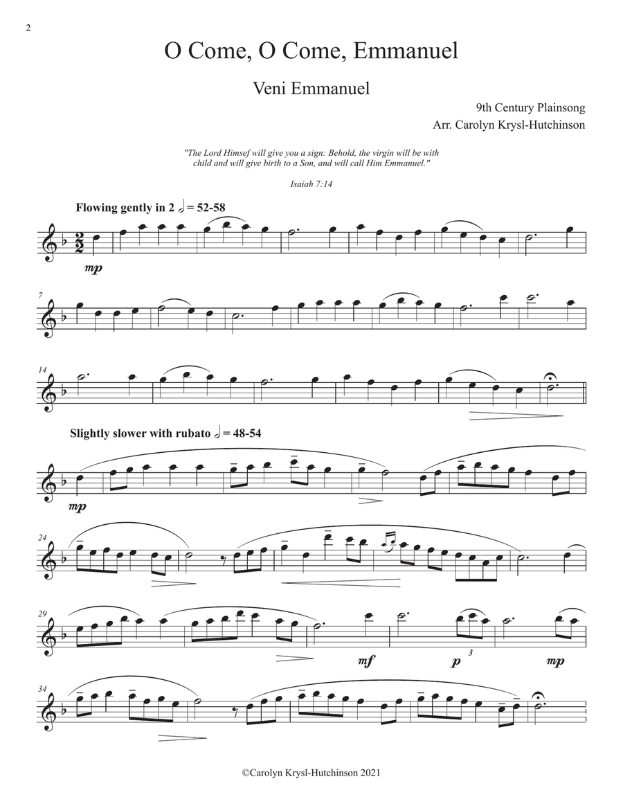 Hymns for Advent and Christmas for Unaccompanied Flute, Volume 1 Flute Solo scores gallery preview page 4