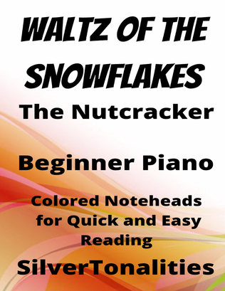 Waltz of the Snowflakes Nutcracker Beginner Piano Sheet Music with Colored Notation